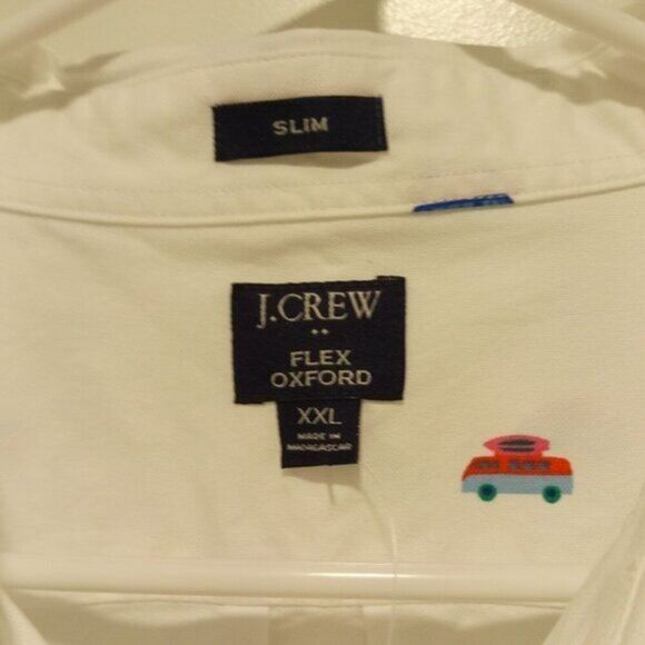 J CREW Cotton Oxford Tops Slize 2XL Slim Fit Cars Allover Print Shirt $89 - Picture 4 of 7